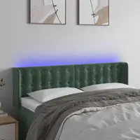 Gossi tablie de pat cu led, verde inchis, 147x16x78/88 cm, catifea