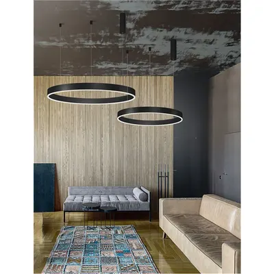Lampa suspendata MOTIF Nisipiu Negru Aluminiu & Acrylic LED 60W 4165Lm 230V IP20 2700-6000K Schimbare temperatura de culoare si reglare intensitate luminoasa