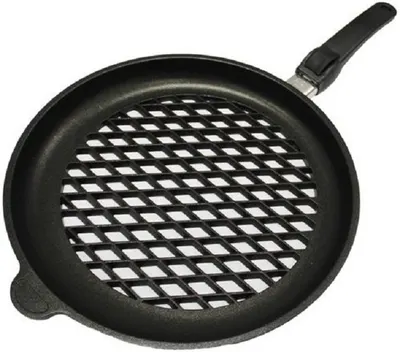 Tigaie perforata gratar AMT - Gastroguss, 32 cm, negru