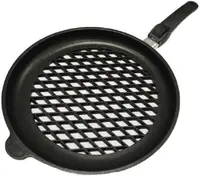 Tigaie perforata gratar AMT - Gastroguss, 32 cm, negru
