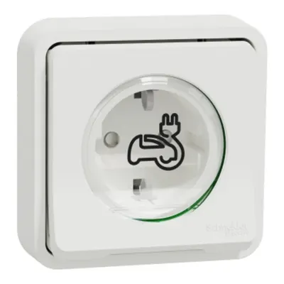 Mureva IP55, Priza pentru incarcarea vehiculelor electrice, 2P+E, montaj incastrat, cu obturatoare, alb