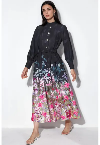 Rochie Maxi - Floral - Multicolor - Poliester cu Lycra