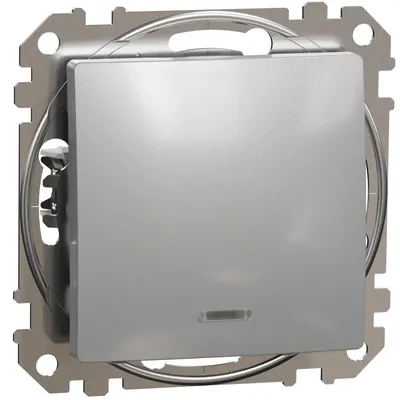 Intrerupator cap scara indicator luminos 16AX, Schneider, SDD113166L, Sedna Design, aluminiu