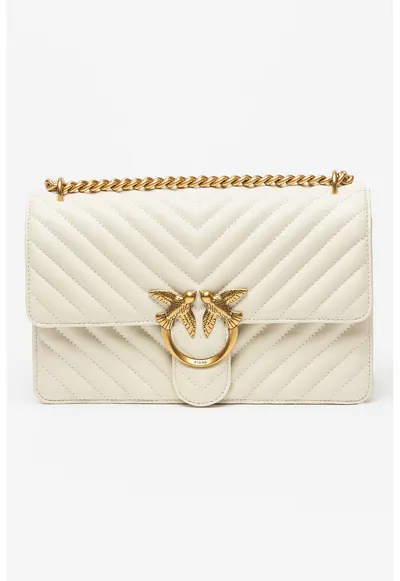 Geanta crossbody de piele Love One Classic - Alb fildes