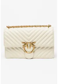 Geanta crossbody de piele Love One Classic - Alb fildes