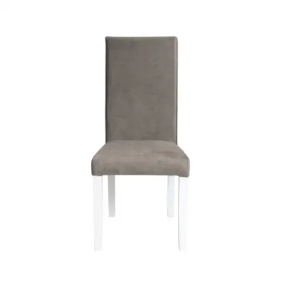 Scaun living TEO, picioare lemn alb, stofa z cappuccino, 46x60x98 cm