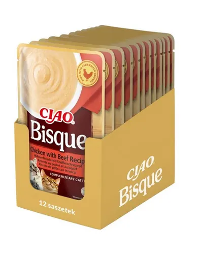 INABA CIAO Bisque Supa crema de pui si vita 12x40g pentru pisica