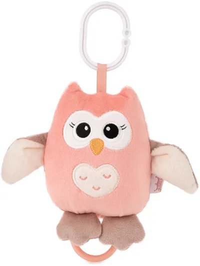 Jucarie muzicala Amek Toys - Bufnita, coral, 15 cm
