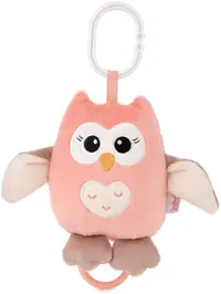 Jucarie muzicala Amek Toys - Bufnita, coral, 15 cm