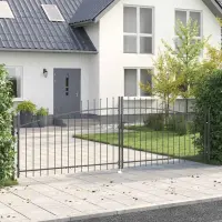 vidaXL Poartă Dublă WOERDEN 400 x 174,5 cm Oțel Gri Blocat