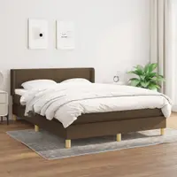 Gossi pat continental cu saltea, maro inchis, 140x200 cm, textil
