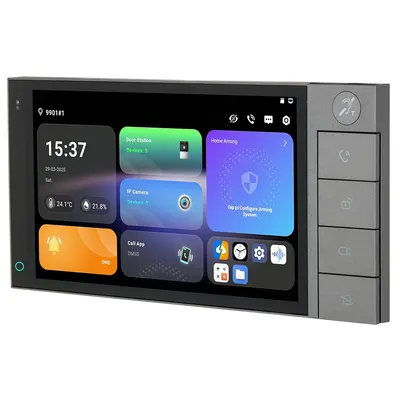Panou de control cu ecran tactil smart IP WiFi Dahua SCP3022B-IBZ, 2 fire, ecran 7 inch, Zigbee, Android, 4GB RAM, difuzor, slot card, interior, incastrat, PoE