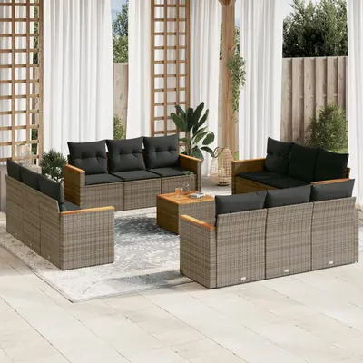Gossi set mobilier de gradina cu perne, 13 piese, gri, poliratan