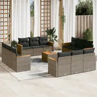 Gossi set mobilier de gradina cu perne, 13 piese, gri, poliratan