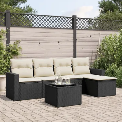 Gossi set mobilier de gradina cu perne, 6 piese, negru, poliratan