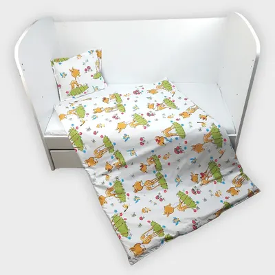 Set de pat pentru bebeluși 3 piese Rainy - Căprioare, 60 x 120 cm
