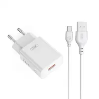 Incarcator Retea Cu Cablu USB-C XO Design L127, 18W, 3A, 1 x USB-A, Alb