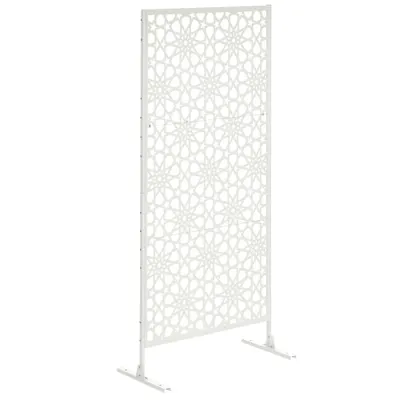 Outsunny Panou paravan de protecție decorativ exterior alb cu model din metal, 92 x 45 x 198 cm | Aosom Romania