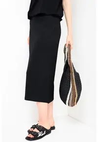 Fusta midi cu slit pe partea din spate - Negru