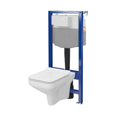 Set vas wc suspendat Como CleanOn cu capac soft close si rezervor incastrat C39 Aqua 50