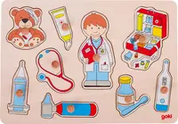 Puzzle din lemn cu manere Goki - Consult medical