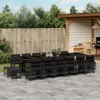 Gossi set mobilier de gradina cu perne, 17 piese, negru, poliratan