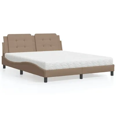 vidaXL Pat cu saltea, Zadar, cappuccino, 160x200cm piele ecologică