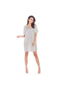 Rochie de seara dama - Poliester/Elastan - Universala - Argintiu