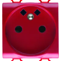 French Standard Priza 250v Ac - Front Tightening Terminals - For Dedicated Lines - 2p+e 16a - 2 Modules - Red - Chorus