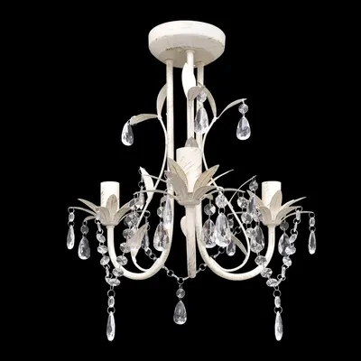 Lampa de plafon suspendata, cristal, candelabru alb elegant