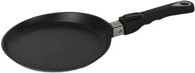 Tigaie pentru clătite cu mâner mobil AMT - Gastroguss, 24 cm, negru