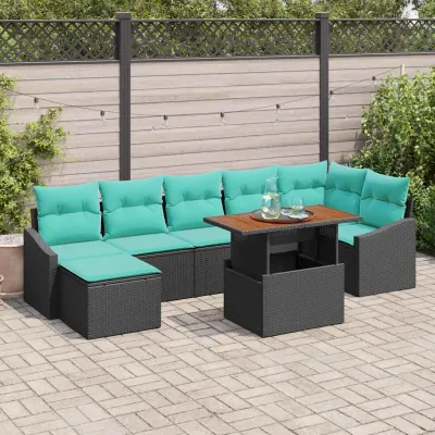 vidaXL Set de canapele pentru grădină 8 buc. Negru și Teal