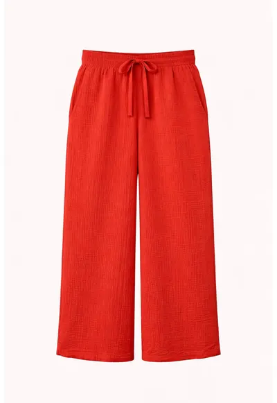 Pantaloni dama talie inalta - rosu - bumbac