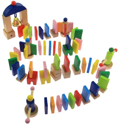 Constructor de lemn Goki - Domino, 247 piese