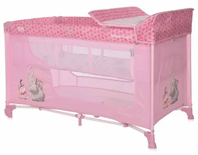 Pătuț pentru bebeluși pe 2 niveluri Lorelli - Moonlight Plus, Mellow rose fellows