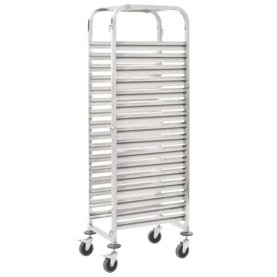vidaXL Cărucior bucătărie pentru 16 tăvi, 38x55x163cm, oțel inoxidabil