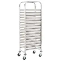 vidaXL Cărucior bucătărie pentru 16 tăvi, 38x55x163cm, oțel inoxidabil