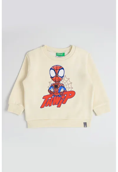 Bluza de trening cu imprimeu Spiderman - Rosu/Bej