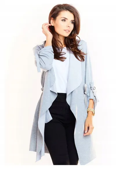 Cardigan gri din bumbac - L/XL - 95% bumbac - 5% elastan
