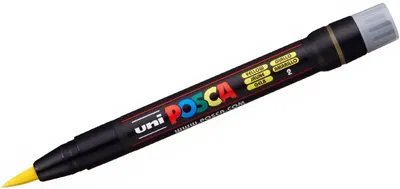 Marker permanent cu pensula Uni Posca - PCF-350, galben