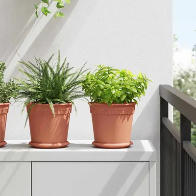 vidaXL Ghiveci rotund pentru flori 6 buc. Roșu cărămidă Ø 19 x 16,5 cm
