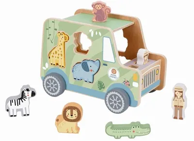 Sortator de lemn Tooky Toy - Jeep, Animal