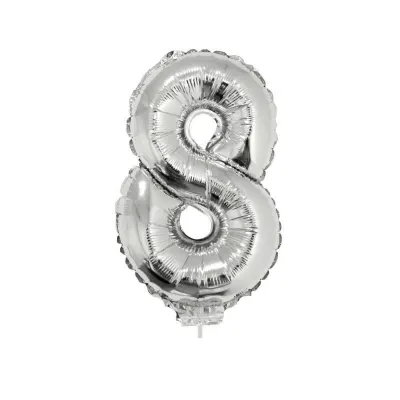 Balon cifra folie argintie, inaltime 41 cm, metalizat