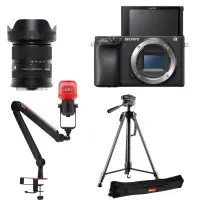 Sony Kit Podcast A6400 cu obiectiv SIgma 18-50mm, microfon, brat si trepied - Default Title