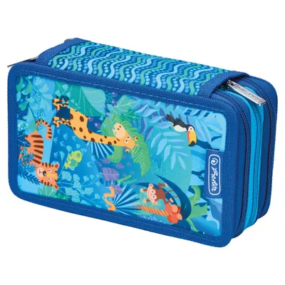 Penar echipat 31 piese, 3 fermoare, 19x11.5x7 cm, motiv Jungle Safari, Herlitz