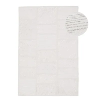 Covor alb țesut manual din amestesc de lână 140x200 cm Sculptured Blocks – Flair Rugs