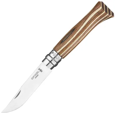 Cuțit pliabil Opinel Luxe - 8.5 cm, mâner laminat, mesteacăn