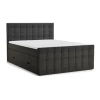 Pat boxspring gri antracit cu spațiu de depozitare 200x200 cm Tasca – Maison de Rêve