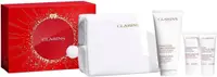 Set Body Care Clarins - Loțiune, Cremă de mâini și Scrub, 200 + 2 x 30 ml + Neceser