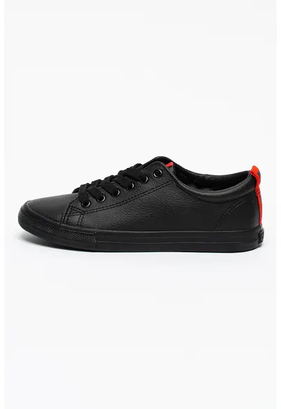 Pantofi sport de piele ecologica cu detalii contrastante - Negru